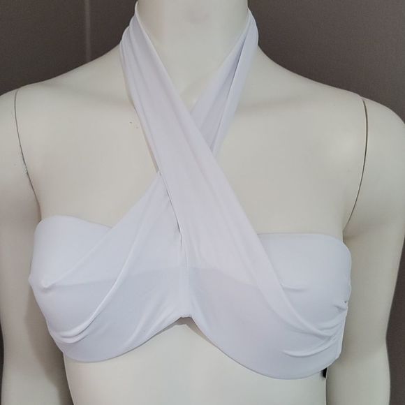 Frederick's Of Hollywood Oceana Cross Over Top White - Picture 2 of 7